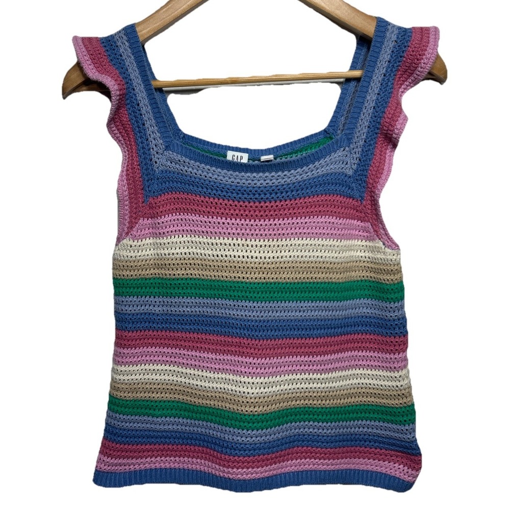 Gap Kids Crochet Rainbow Stripe Tank Top Girls Size XXL (14-15yrs)
